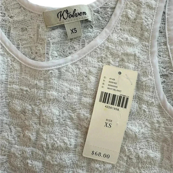 NWT Anthropologie Wolven Babydoll Tank Blouse White Gauze Textured XS - Picture 2 of 6